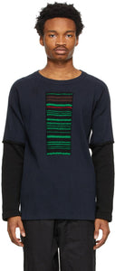 Jil Sander Navy Striped Patch Sweater - Jil Sander Navy Sweathed Patch Patch - JIL 샌더 네이비 스트라이프 패치 스웨터