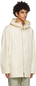 Jil Sander Off-White Cotton Gabardine Hooded Coat