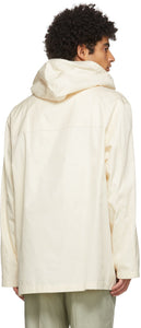 Jil Sander Off-White Cotton Gabardine Hooded Coat