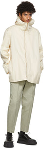 Jil Sander Off-White Cotton Gabardine Hooded Coat