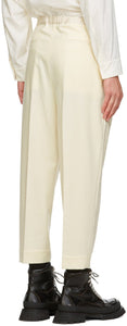 Jil Sander Off-White Wool Flannel Cropped Trousers