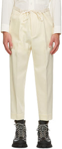 Jil Sander Off-White Wool Flannel Cropped Trousers - Jil Sander Pantalon recadré en laine en laine blanche - 길 샌더 오프 화이트 양모 플란넬 자른 바지