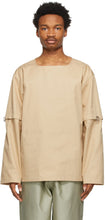Jil Sander Tan Gabardine Detachable Sleeve Shirt - Chemise à manches détachables de Jil Sander Tan Gabardine - 길 샌더 황갈색 Gabardine 분리형 소매 셔츠