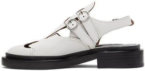 Jil Sander White Antick Slingback Loafers