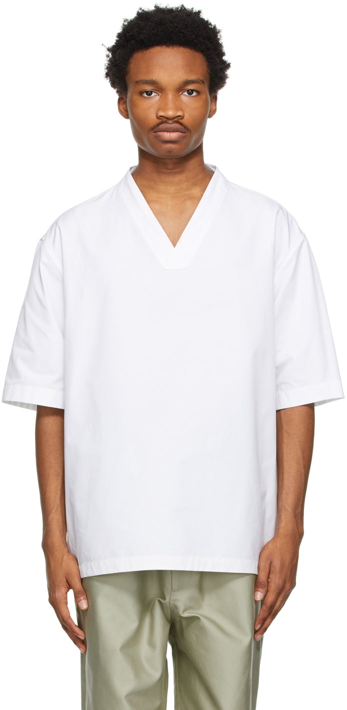 Jil Sander White Outer Short Sleeve Shirt - Jil Sander Chemise à manches courtes extérieure blanche - 길 샌더 화이트 워터 짧은 소매 셔츠