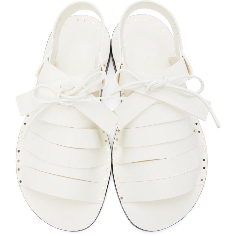 Jil Sander White Strapped Flat Sandals