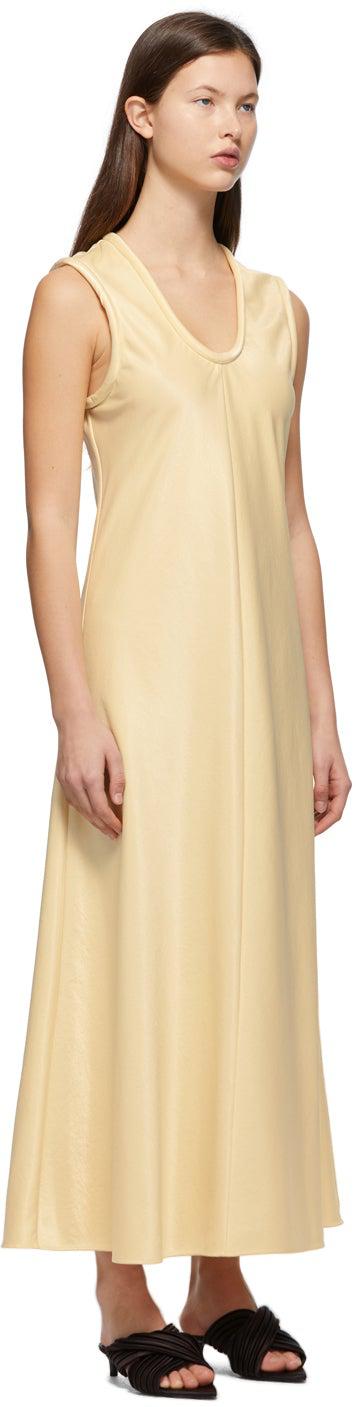 Jil Sander Yellow Crinkled Satin Dress