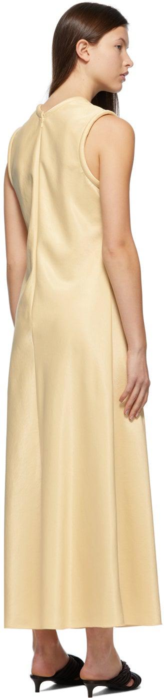 Jil Sander Yellow Crinkled Satin Dress