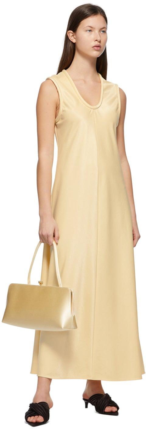 Jil Sander Yellow Crinkled Satin Dress