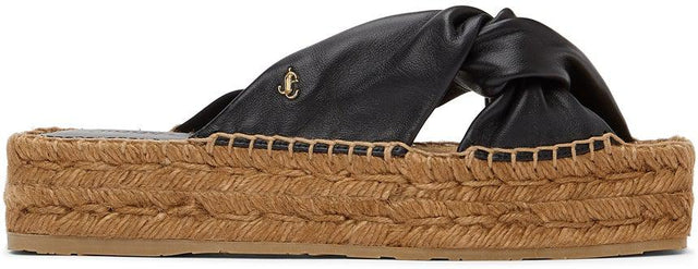 Jimmy Choo Black Daja Platform Espadrille Sandals - Jimmy Choo Noir Daja Plateforme Sandales Espadrille - Jimmy Choo Black Daja 플랫폼 Espadrille Sandals.