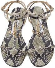 Jimmy Choo Grey Snake Alodie Flat Sandals