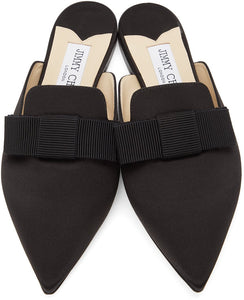 Jimmy Choo SSENSE Exclusive Black Satin Galaxy Mule Slippers