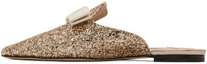 Jimmy Choo SSENSE Exclusive Gold Star Coarse Glitter Galaxy Flats