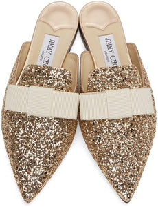 Jimmy Choo SSENSE Exclusive Gold Star Coarse Glitter Galaxy Flats