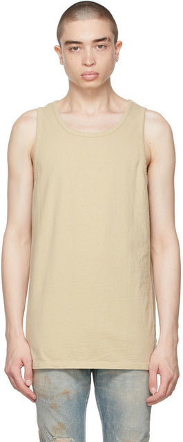 John Elliott Beige Rugby Tank Top - Top de John Elliott Beige Rugby - 존 엘리엇 베이지 럭비 탱크 탑