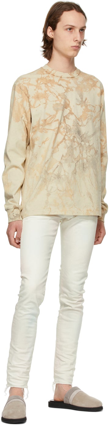 John Elliott Beige Tie-Dye University Long Sleeve T-Shirt