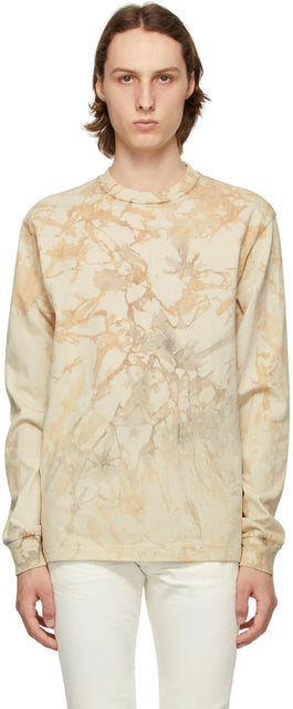 John Elliott Beige Tie-Dye University Long Sleeve T-Shirt - T-shirt à manches longues à manches longues de John Elliott Beige Beige - 존 엘리엇 베이지 넥타이 - 염료 대학 긴 소매 티셔츠