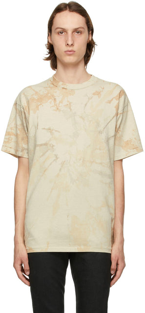 John Elliott Beige Tie-Dye University T-Shirt - T-shirt de l'Université John Elliott Beige Beige Teigle - 존 엘리엇 베이지 넥타이 - 염료 대학 티셔츠