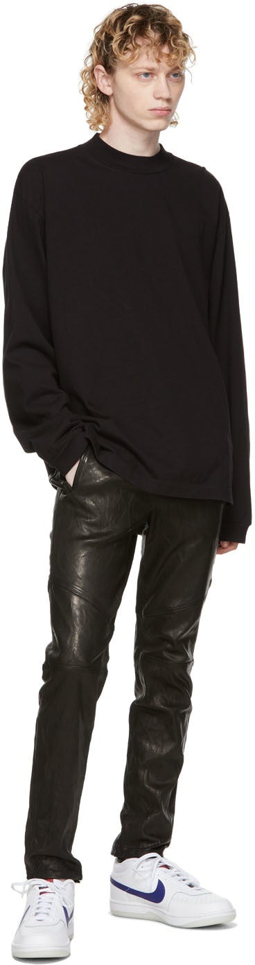 John Elliott Black 900 Mock Neck Long Sleeve T-Shirt
