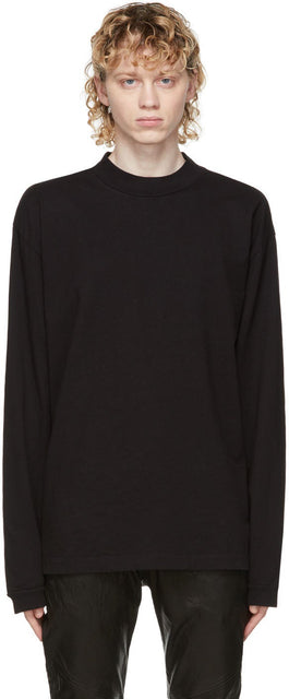 John Elliott Black 900 Mock Neck Long Sleeve T-Shirt - T-shirt à manches longues à manches longues de John Elliott noir 900 - 존 엘리엇 블랙 900 모의 목 긴 소매 티셔츠