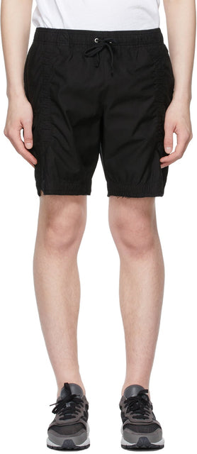 John Elliott Black Cotton Poplin Frame Shorts - Short de cadre en popeline de coton noir John Elliott - 존 엘리엇 블랙 코튼 포플린 프레임 반바지