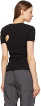John Elliott Black Cotton Rib Asymmetrical T-Shirt