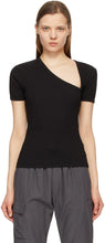 John Elliott Black Cotton Rib Asymmetrical T-Shirt - T-shirt asymétrique de coton noir John Elliott - John Elliott Black Cotton Rib Asymmetrical T 셔츠