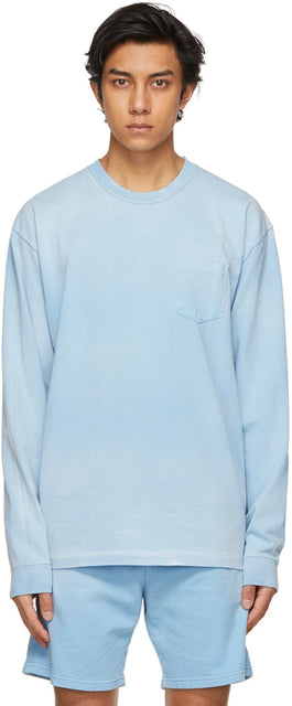 John Elliott Blue Exposure University Long Sleeve T-Shirt - T-shirt à manches longues d'exposition bleue John Elliott - 존 엘리엇 블루 노출 대학 긴 소매 티셔츠