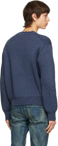 John Elliott Blue Merino Wool Structure Sweater