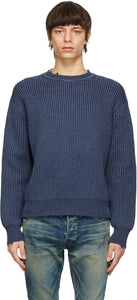 John Elliott Blue Merino Wool Structure Sweater - John Elliott Blue Merino Laine Structure Structure - John Elliott Blue Merino Wool Structure 스웨터