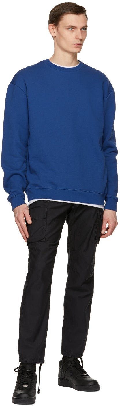 John Elliott Blue Oversized Crewneck Sweatshirt