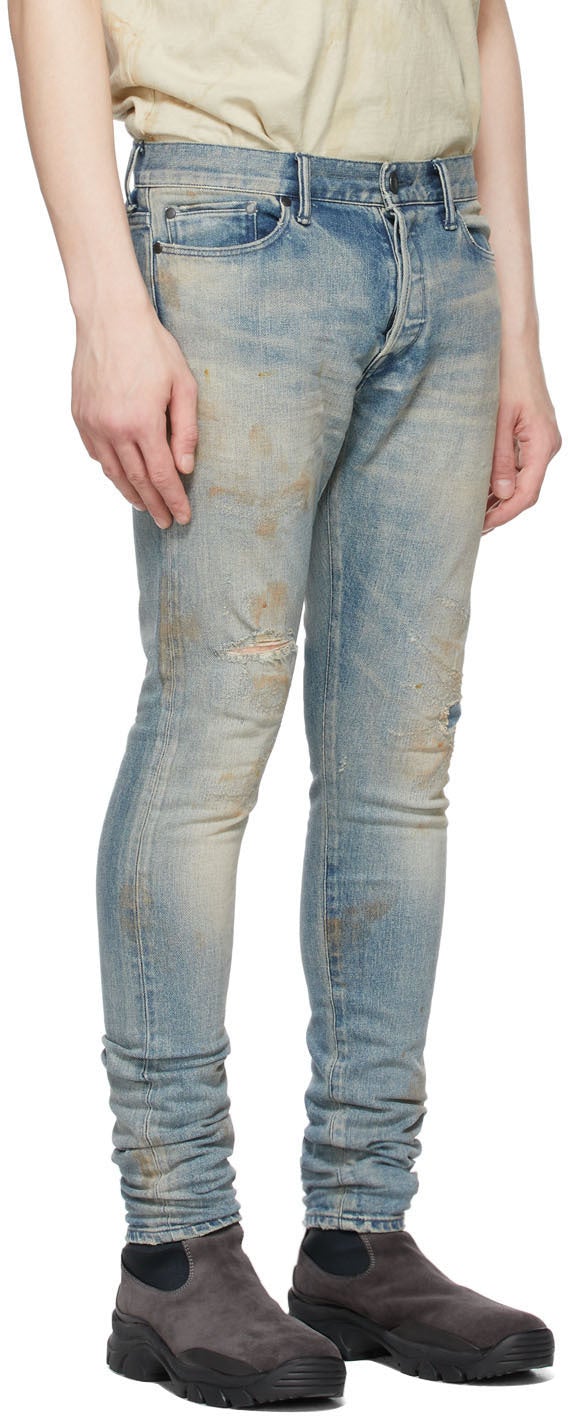 John Elliott Blue Stained 'The Cast 2' Jeans – BlackSkinny