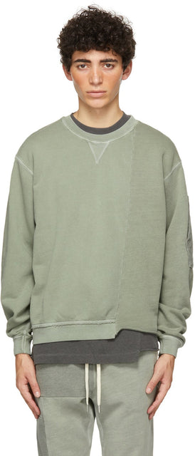 John Elliott Green Reconstructed Vintage Crew Sweatshirt - Sweat-shirt Vintage Vintage John Elliott Green reconstruit - John Elliott Green은 빈티지 크루 스웨터를 재구성했습니다
