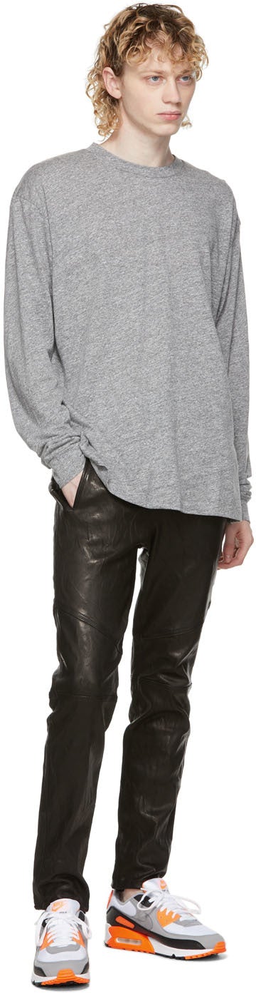 John Elliott Grey Classic University Long Sleeve T-Shirt