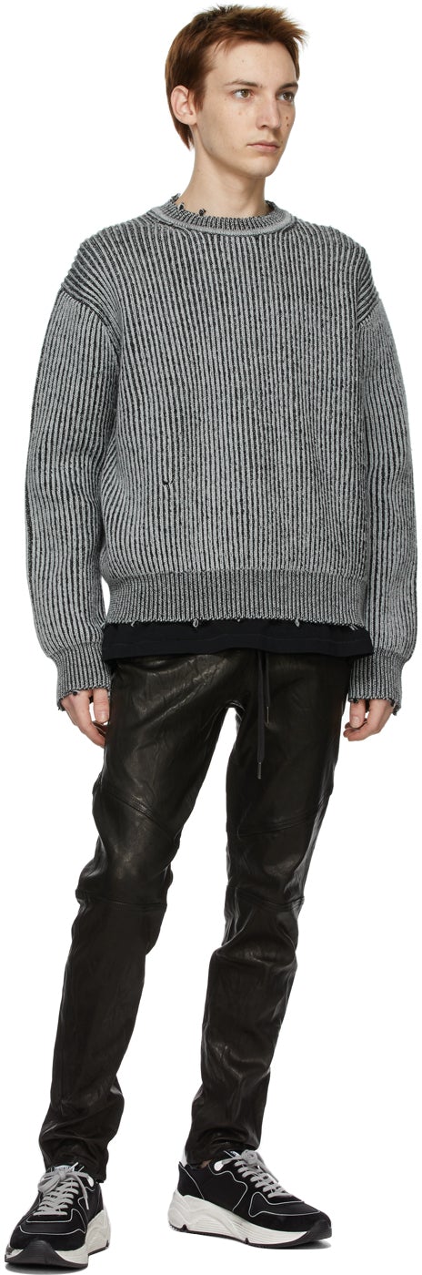 John Elliott Grey Wool Structure Sweater