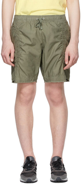 John Elliott Khaki Cotton Poplin Frame Shorts - Short de cadre en popeline de coton de John Elliott Khaki - 존 엘리엇 카키 코튼 포플린 프레임 반바지