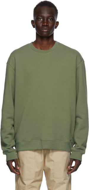 John Elliott Khaki Crew Beach Sweatshirt - Sweat-shirt de plage de John Elliott Khaki - John Elliott Khaki Crew Beach Sweatshirt.
