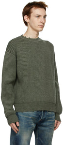 John Elliott Khaki Wool Structure Sweater