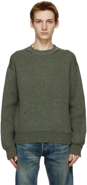 John Elliott Khaki Wool Structure Sweater - John Elliott Khaki Wool Structure Structure - John Elliott Khaki 양모 구조 스웨터
