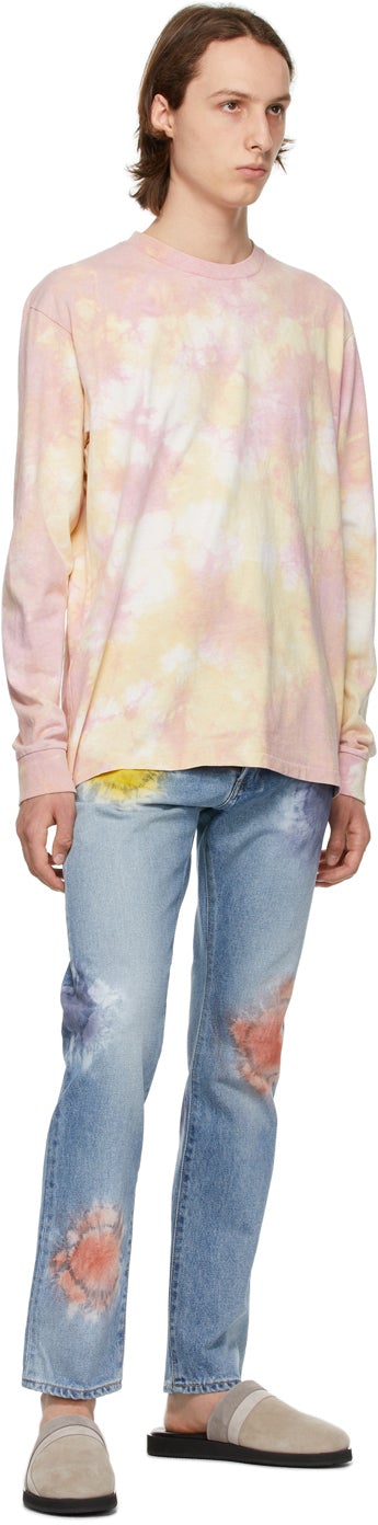 John Elliott Pink Tie-Dye University Long Sleeve T-Shirt