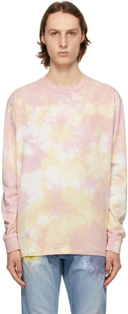John Elliott Pink Tie-Dye University Long Sleeve T-Shirt - T-shirt à manches longues à manches longues de John Elliott rose - 존 엘리엇 핑크 넥타이 - 염료 대학 긴 소매 티셔츠