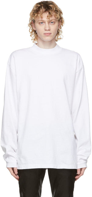 John Elliott White 900 Mock Neck Long Sleeve T-Shirt - T-shirt à manches longues à manches longues de John Elliott White 900 - John Elliott White 900 모의 목 긴 소매 티셔츠