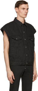 Johnlawrencesullivan Black Denim Shoulder Button Jacket