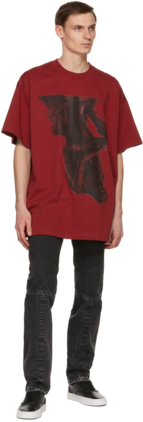 Johnlawrencesullivan Red Oversized Print T-Shirt