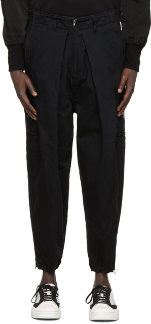 Julius Black Adjustable Zip Cargo Pants - Pantalon de cargaison zippé ajustable Julius noir - 줄리어스 블랙 조정 가능한 지퍼화물 바지
