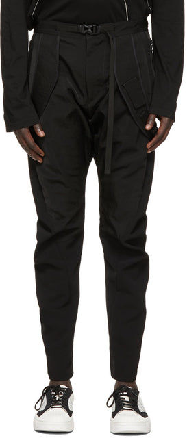 Julius Black Slim Strap Trousers - JULIUS Black Slim Sangle Pantalons - 줄리어스 블랙 슬림 스트랩 바지
