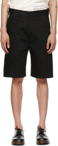 Junya Watanabe Black Cotton Drill Shorts - Short de perceuse en coton noir Junya Watanabe - Junya Watanabe 검은 면화 드릴 반바지