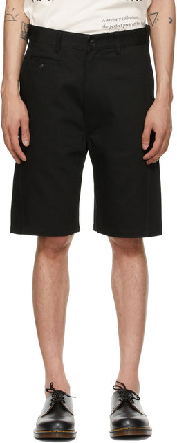Junya Watanabe Black Cotton Drill Shorts - Short de perceuse en coton noir Junya Watanabe - Junya Watanabe 검은 면화 드릴 반바지