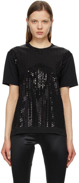 Junya Watanabe Black Sequin T-Shirt - T-shirt à paillettes Noir Junya Watanabe - Junya 와타나베 블랙 스팽글 티셔츠
