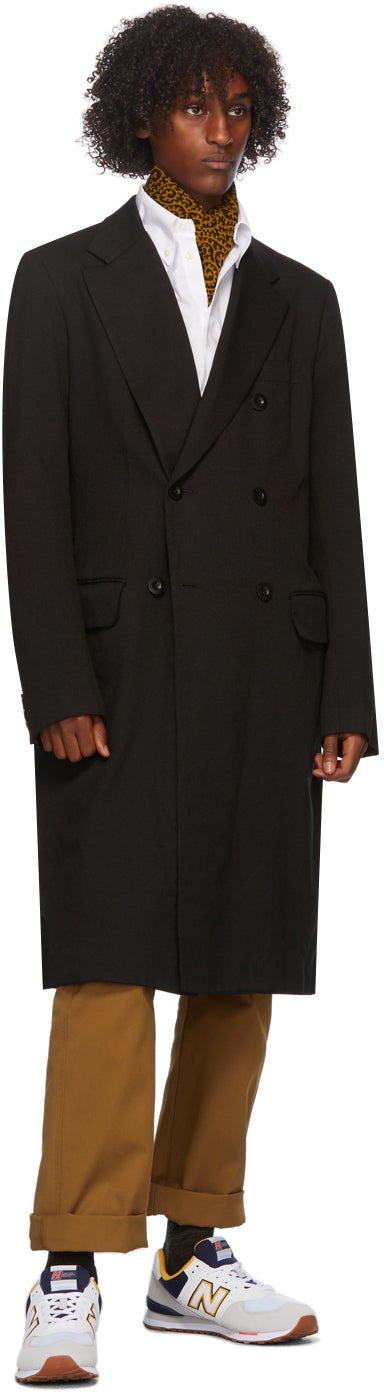 Junya Watanabe Black Wool Birdseye Coat